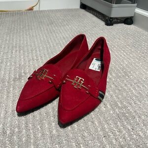 Tommy Hilfiger Red Suede Flats Women Size 8M